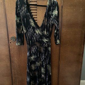 LOCO LINDO Long Sleeve Knit Faux Wrap Dress